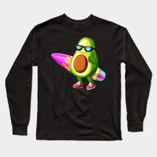 Surfing Avocado on Summer Time Long Sleeve T-Shirt